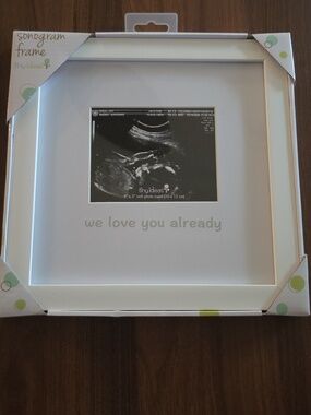 White Sonogram Frame "We Love You Already" - Baby Keepsake